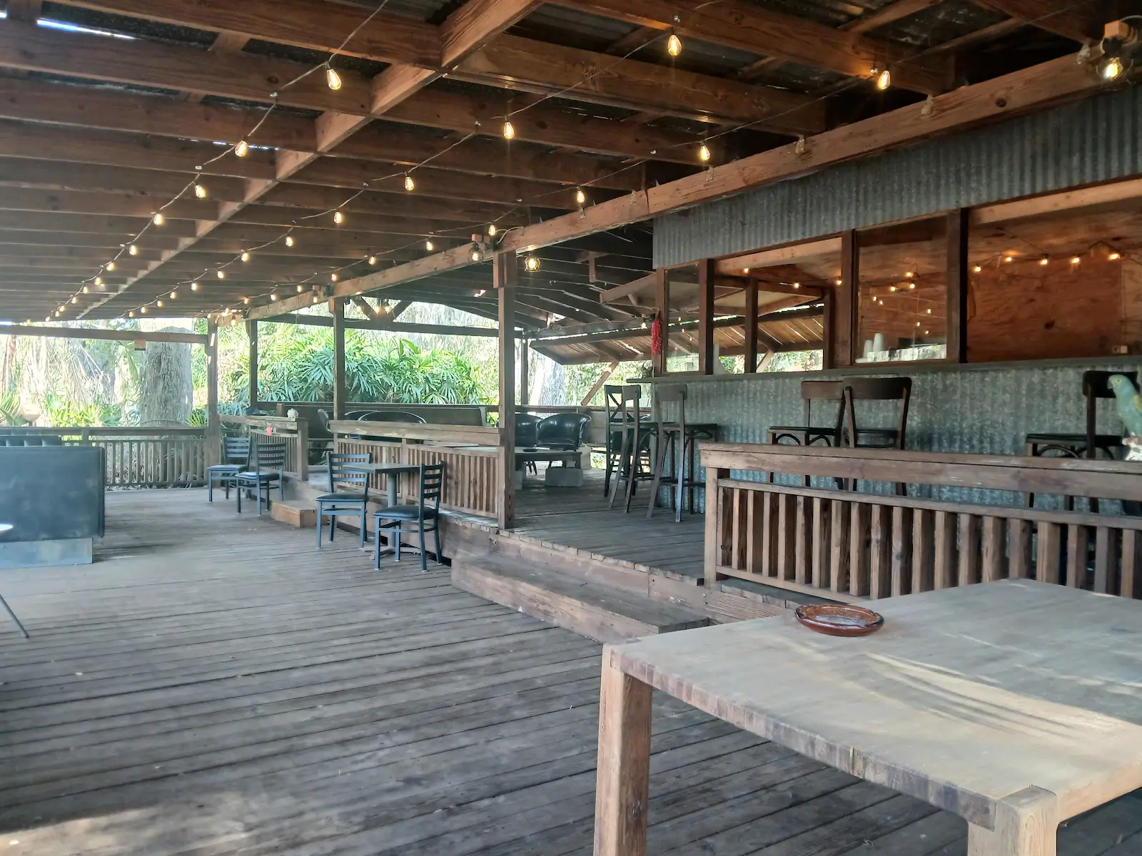 Open-air deck by day
